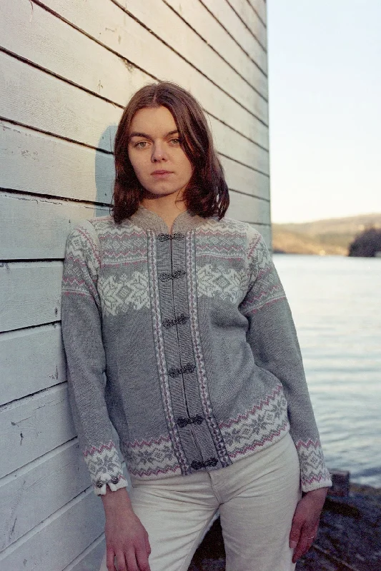 Norlender - Voss Cardigan - Grey Boat Neck Shawl Collar Notched Collar