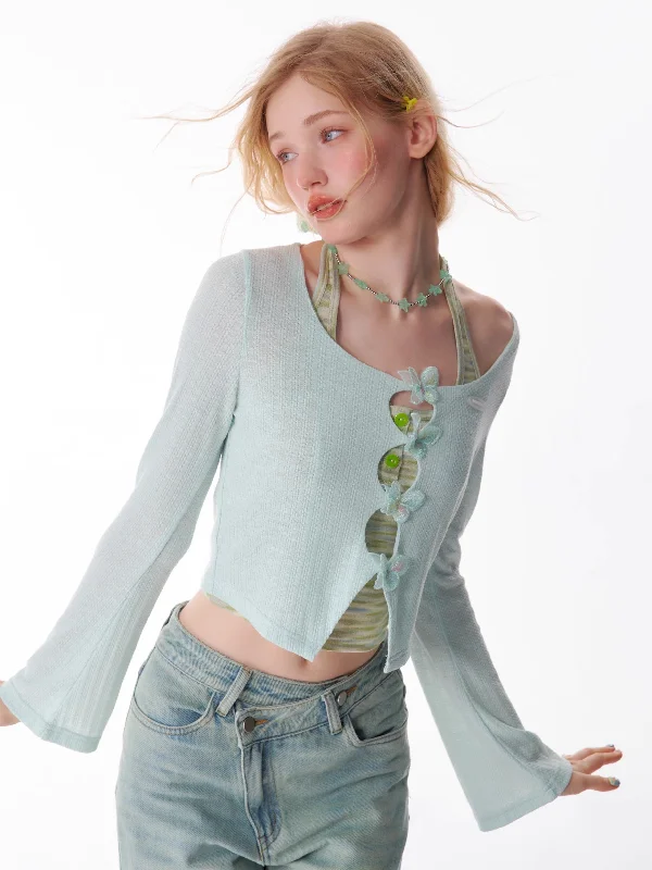 Butterfly Thin Knitted Sunscreen Cardigan ZIZ0120 Mesh Cardigan Canvas Denim
