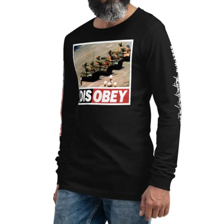 Tank Man DISOBEY 30th Anniversary Unisex Long Sleeve Tee grey tank top