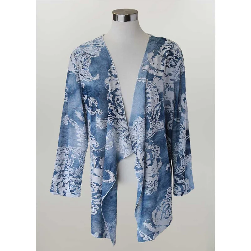 Keren Hart Women's Floral Print Cardigan Velvet Chenille Corduroy