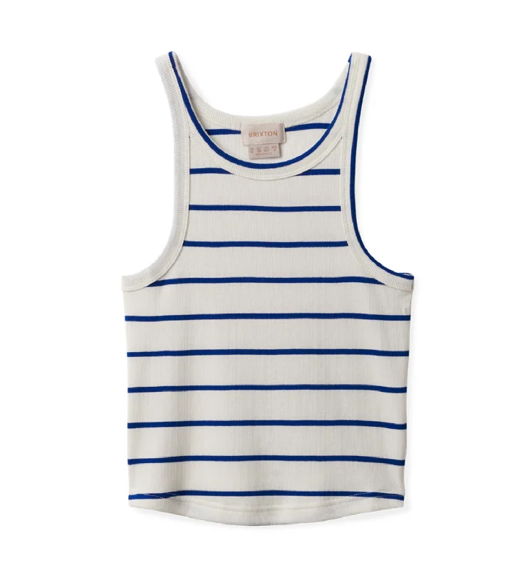 Organic Rib High Neck Tank Top - Off White / Surf the Web rhinestone tank top