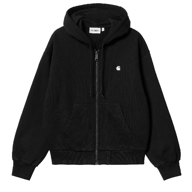 Carhartt WIP Womens Hooded Casey Jacket Black / Silver Wool Fabric Cashmere Fabric Tweed Fabric