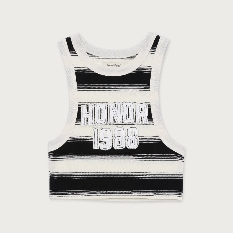 Womens 1988 Stripe Tank  - Black sage tank top
