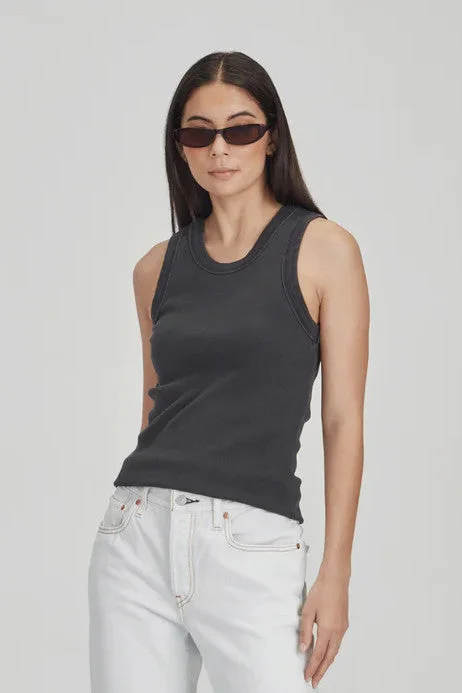 Commoners - Fitted Rib Tank, Vintage Grey charcoal tank top