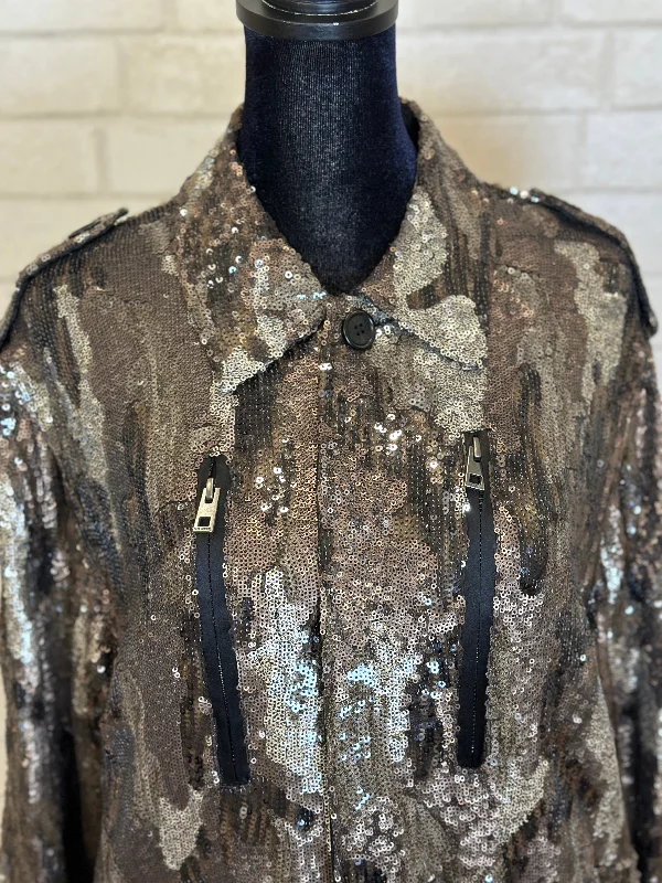 ZADIG & VOLTAIRE Sequins Shirt Jacket / M Snapped Jacket Toggled Jacket Drawstring Jacket ZADIG & VOLTAIRE Sequins Shirt Jacket / M Snapped Jacket Toggled Jacket Drawstring Jacket