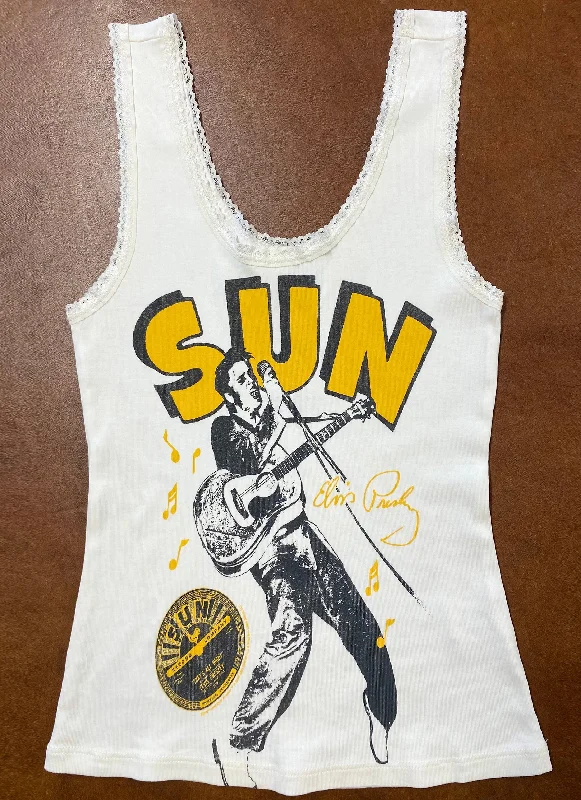 Sun Records Elvis Lace Tank ivory tank top
