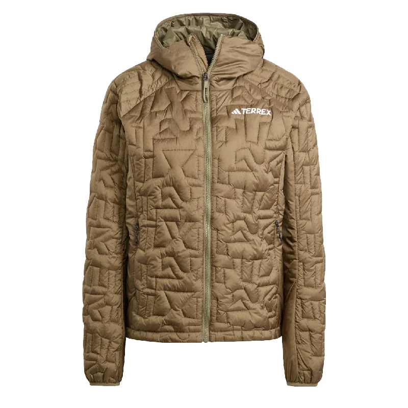 Adidas Terrex Womens Terrex Xperior Primaloft Loose Fill Insulated Hooded Jacket Olive Strata Nylon Jacket Polyester Jacket Spandex Jacket