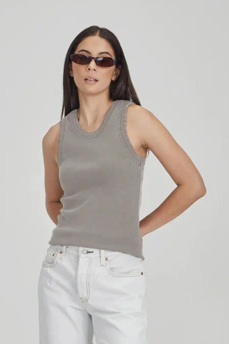 Commoners - Fitted Rib Tank, Vintage Smoke silver tank top