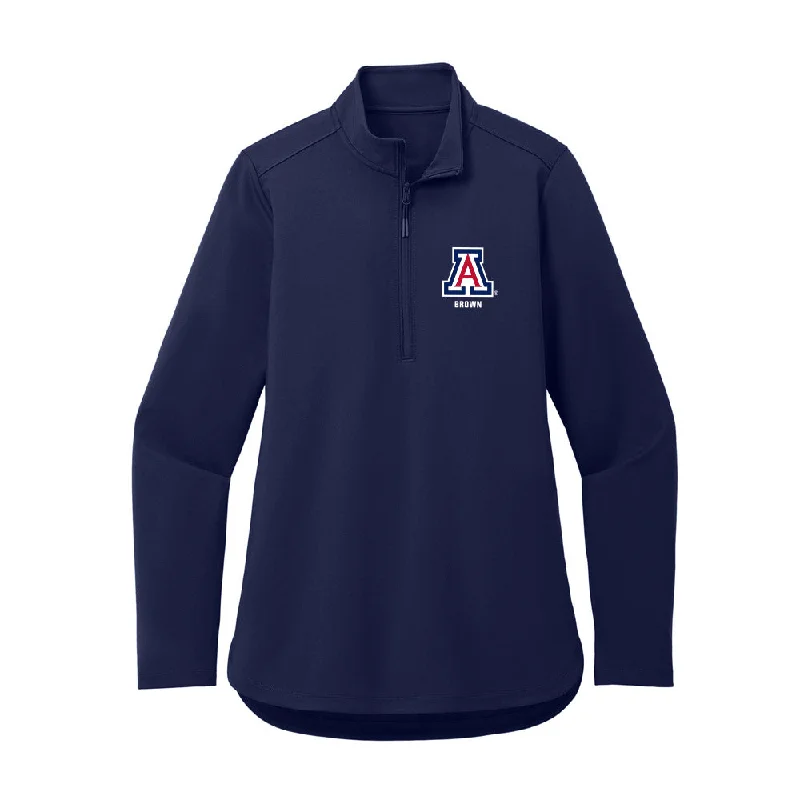 Arizona - NCAA Women's Track & Field : Jade Brown - Women's Premium Quarter Zip Jacket Knit Fabric Woven Fabric Fleece Fabric
