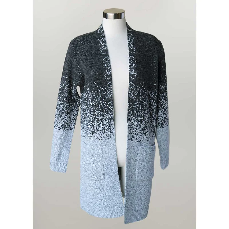 Keren Hart Women's Ombre Snowfall Print Cardigan Print Jacquard Patchwork