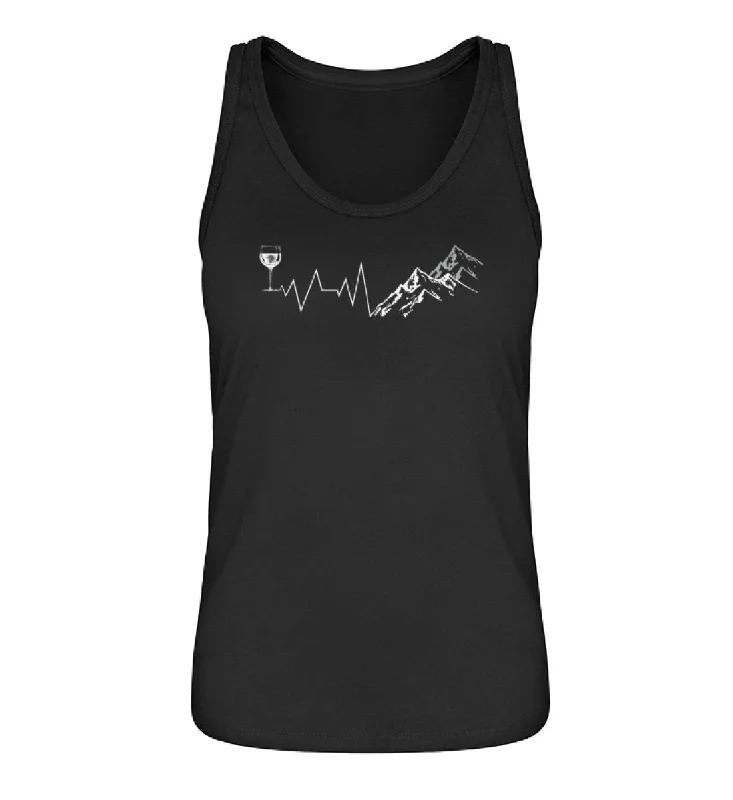 Herzschlag Berge und Wein - Damen Organic Tanktop one shoulder tank