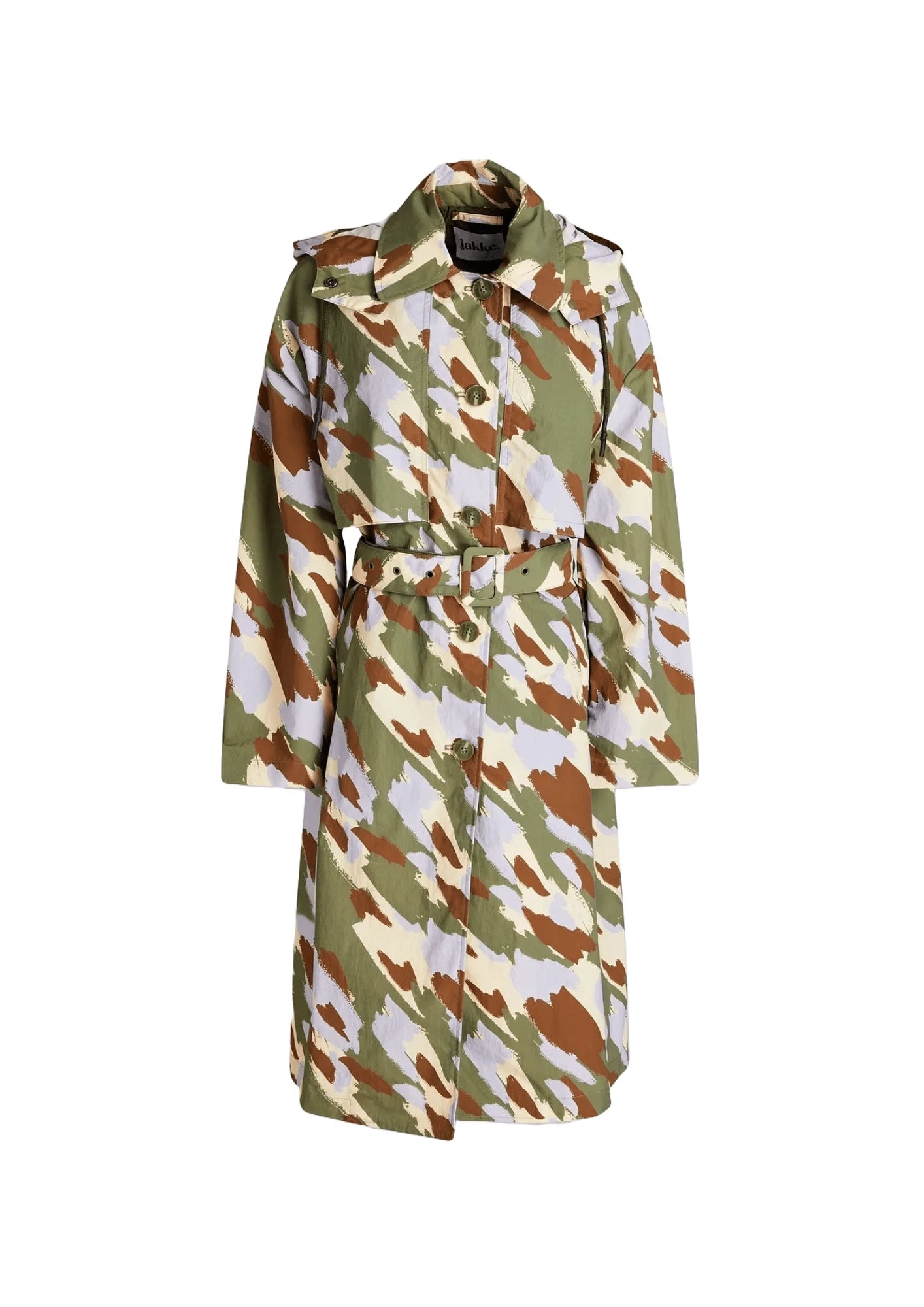 SHIRLY CAMOUFLAGE-PRINT TRENCH COAT Plaid Tartan Floral