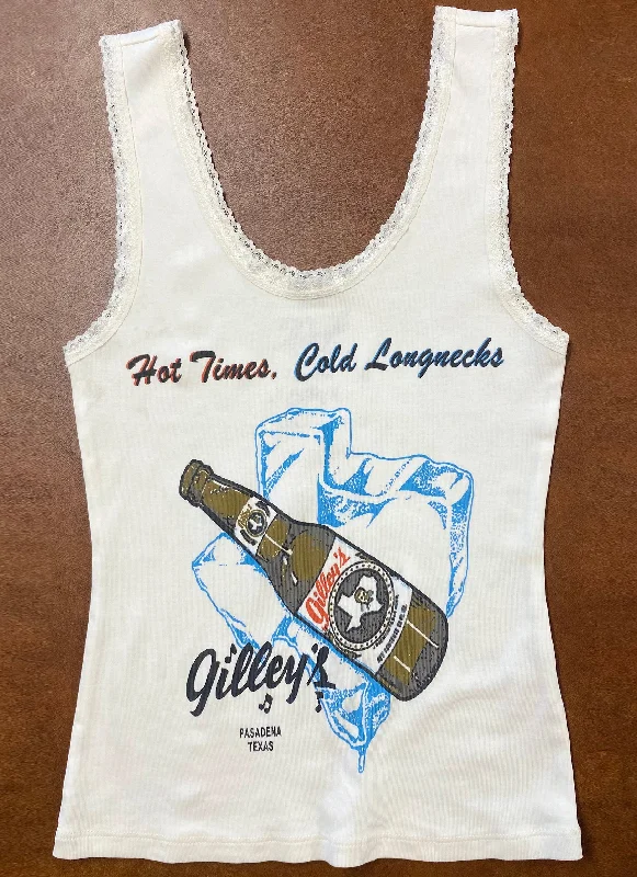 Gilley's Hot Times, Cold Longnecks Lace Tank peach tank top