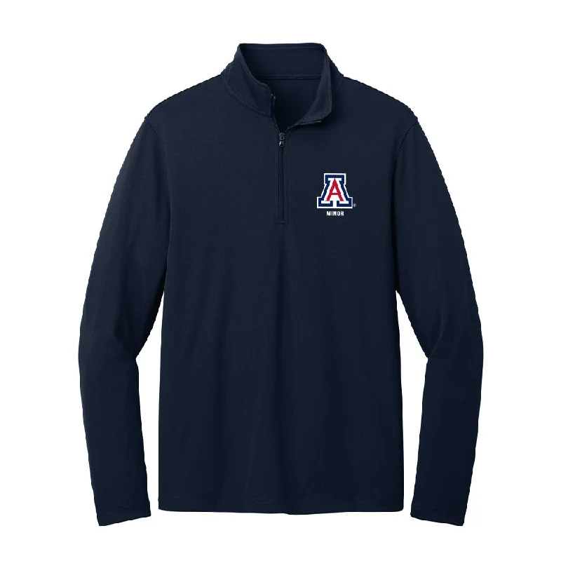 Arizona - NCAA Women's Track & Field : Dakota Minor - Lightweight Quarter Zip Jacket Oversized Jacket Tailored Jacket Straight Jacket