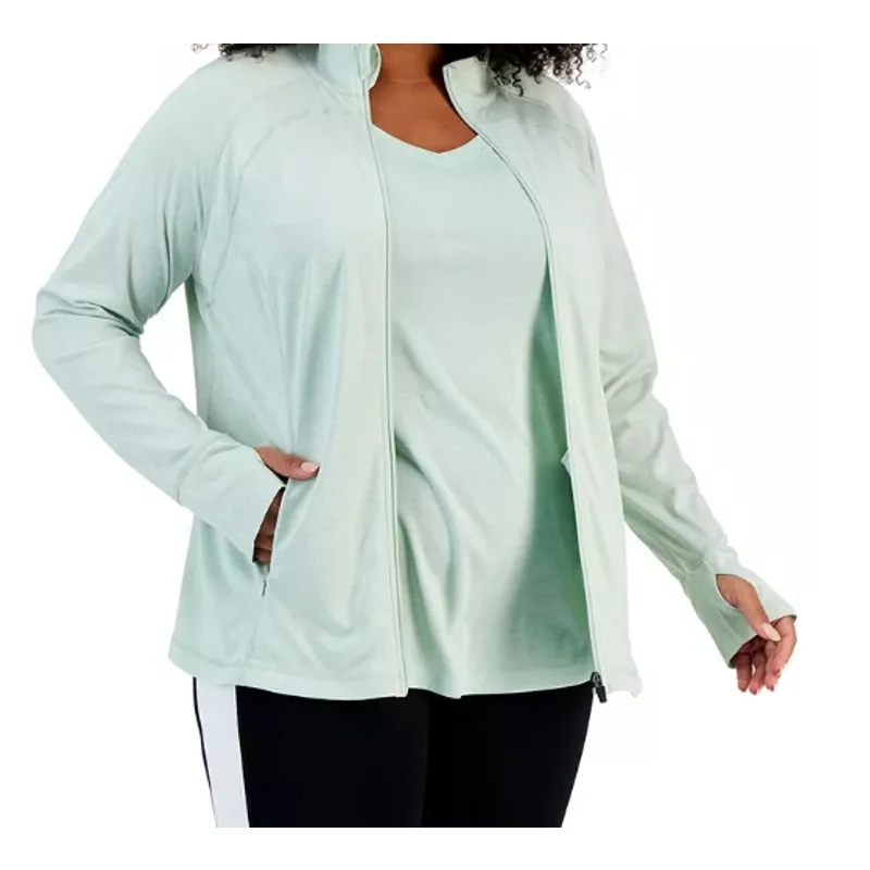 ID IDEOLOGY Women's Essentials Performance Zip Jacket 2X Green Mint Wash Collared Jacket Crew Neck Jacket Turtle Neck Jacket ID IDEOLOGY Women's Essentials Performance Zip Jacket 2X Green Mint Wash Collared Jacket Crew Neck Jacket Turtle Neck Jacket