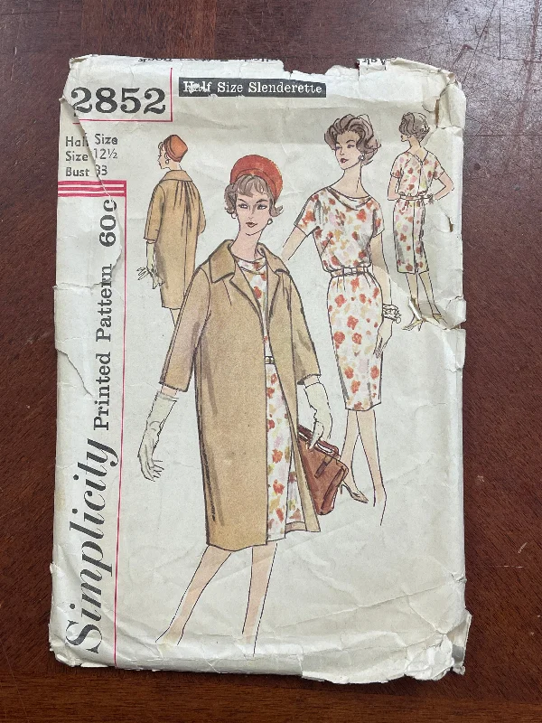 1960's Simplicity 2852 Pattern - Dress and Coat Stole Shawl Scarf
