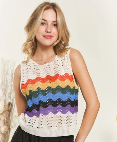 Rainbow Crochet Tank Top essential tank top