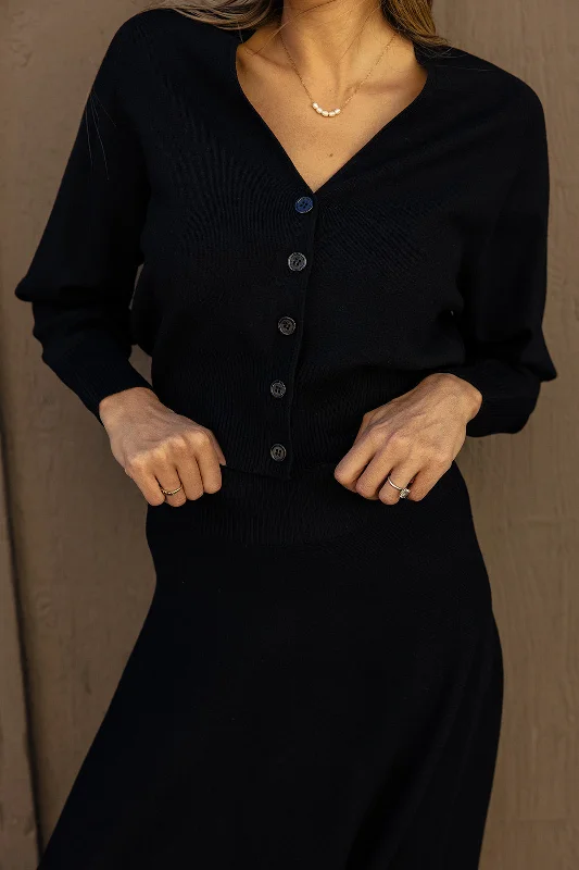The Seraphina Button Cardigan Front Pockets Side Pockets Patch Pockets
