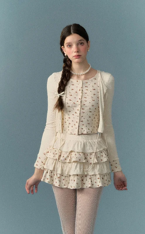 Contrasting Floral Splicing Strap Knitted Cardigan/Skirt RUS0009 Velvet Chenille Corduroy Contrasting Floral Splicing Strap Knitted Cardigan/Skirt RUS0009 Velvet Chenille Corduroy