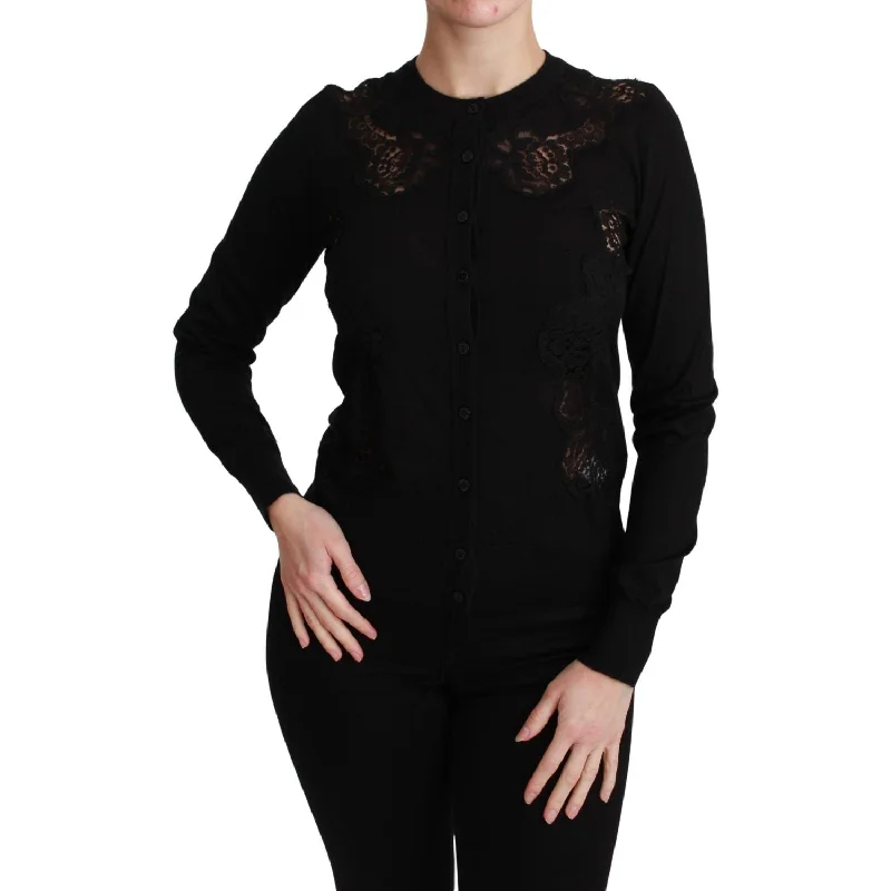 Dolce & Gabbana Elegant Cashmere Silk Blend Lace Cardigan Elegant Classic Vintage