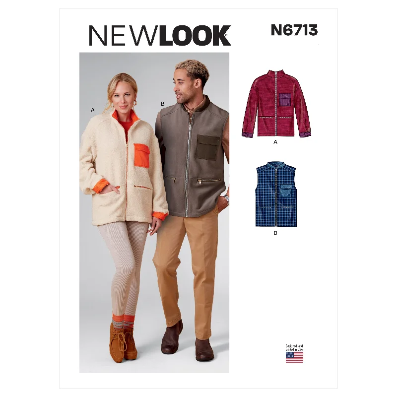 Newlook Pattern N6713 Unisex Jacket And Vest Denim Fabric Leather Fabric Suede Fabric