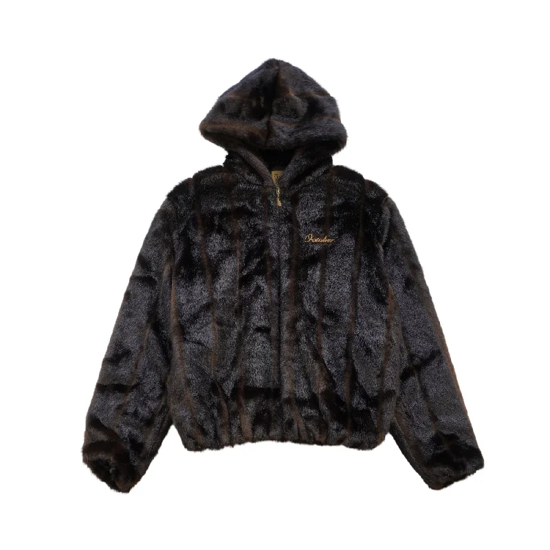 OVO Faux Fur Coat - Women's M Lapel Coat Peter Pan Collar Coat Cowl Neck Coat