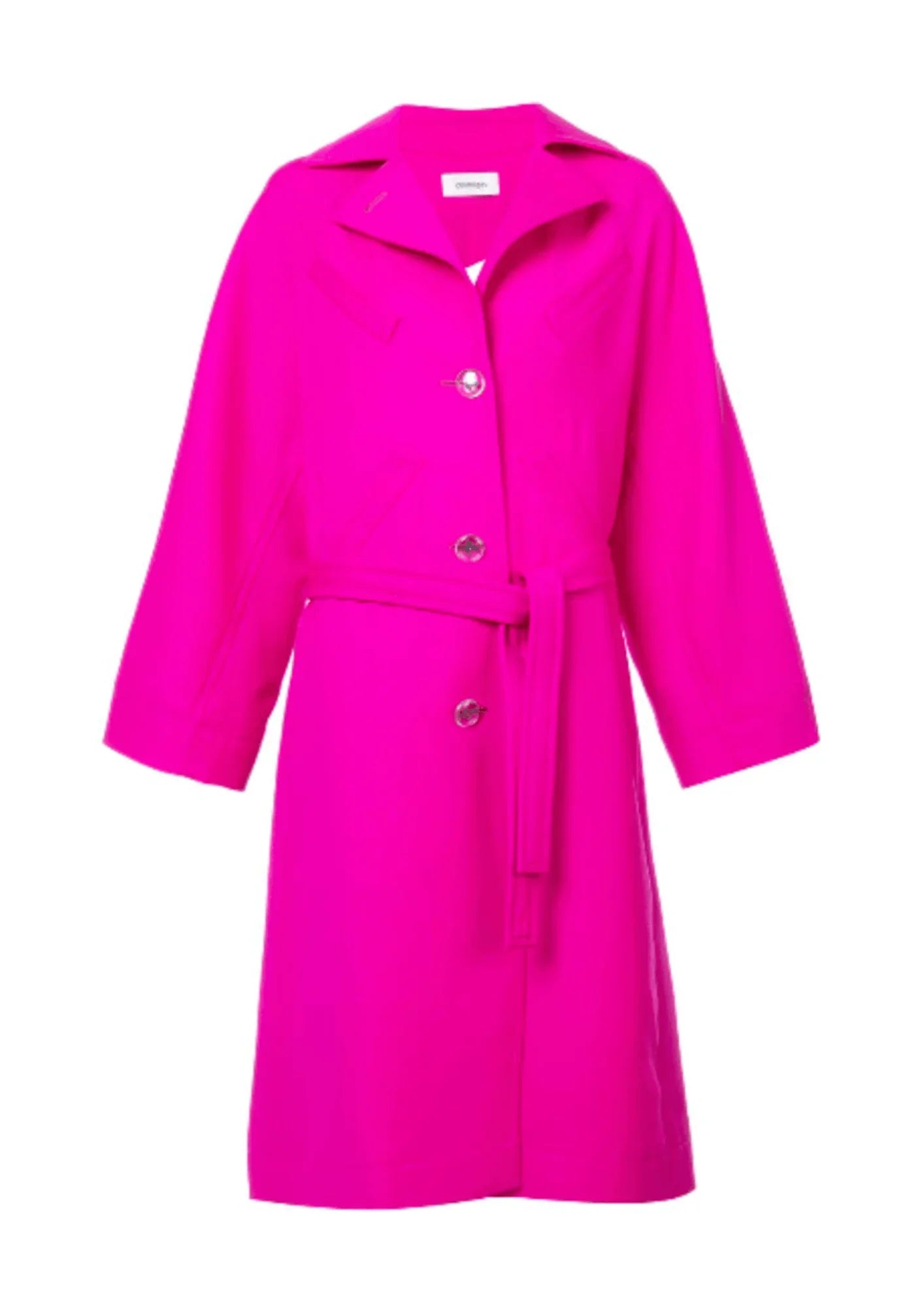 FUCHSIA WOOLEN TRENCH COAT Pleated Ruffled tiered