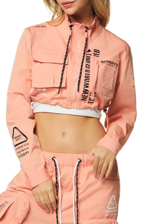 Women's Utility Nylon Jacket Embroidered Jacket Appliqued Jacket Beaded Jacket