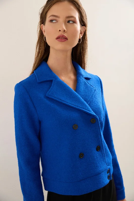 Cropped Boiled Wool Coat Faux Fur Real Fur Shearling
