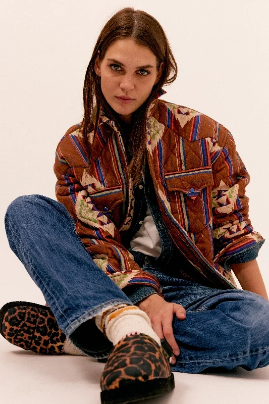 Quilt Shirt Jacket Navajo Tailored Jacket Straight Jacket A-Line Jacket