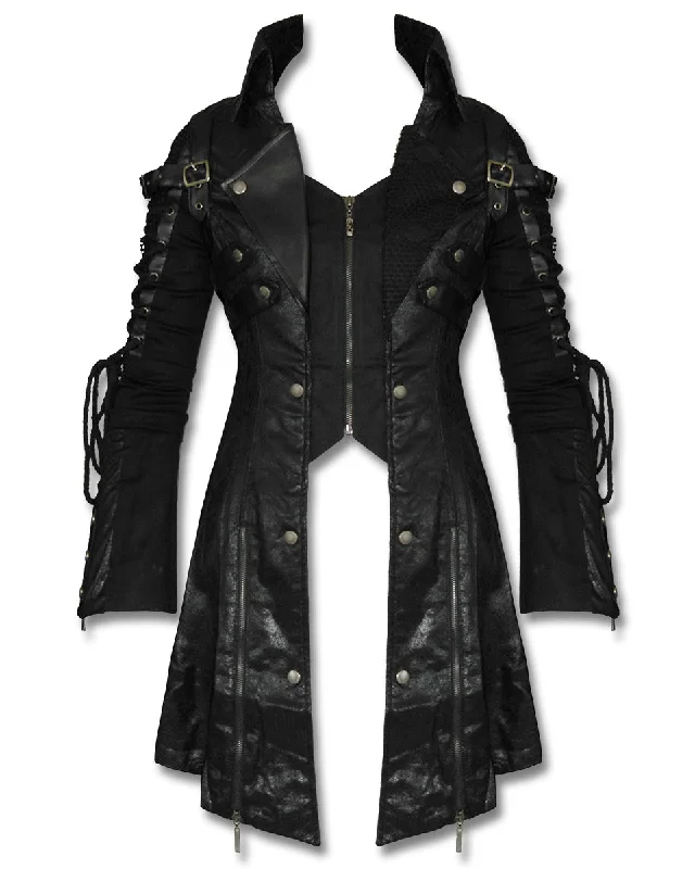 Punk Rave Womens Poisonblack Jacket Collared Jacket Crew Neck Jacket Turtle Neck Jacket