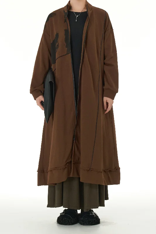 Espresso Eclipse Trench Coat Sequined Lace Ribbed