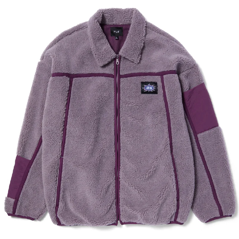 Huf Womens Livingston Sherpa Jacket Dust Purple Front Pockets Side Pockets Patch Pockets