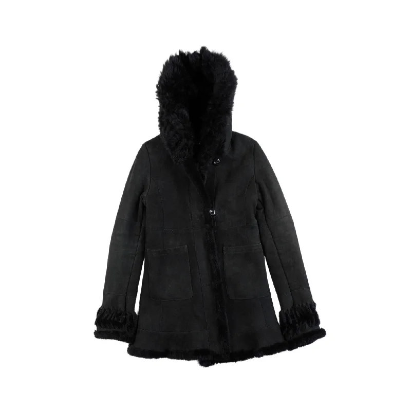 Robrik Hooded Shearling Coat - Women's 38 Striped Polka Dot Solid