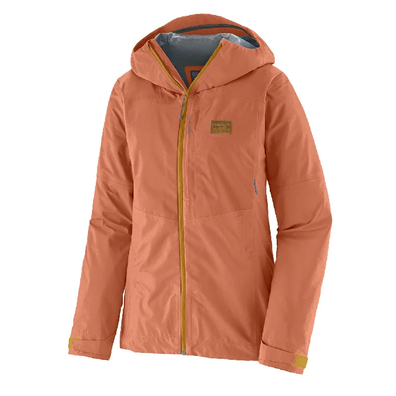Patagonia Womens Boulder Fork Rain Jacket Sienna Clay Zip Front Button Front Snap Front