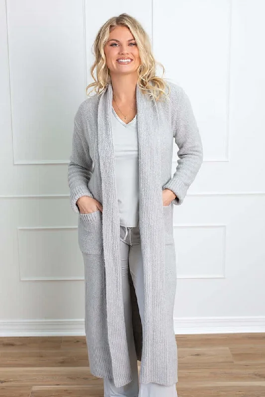Faceplant Bamboo Plush Long Cardigan Solid Color Striped Floral Print