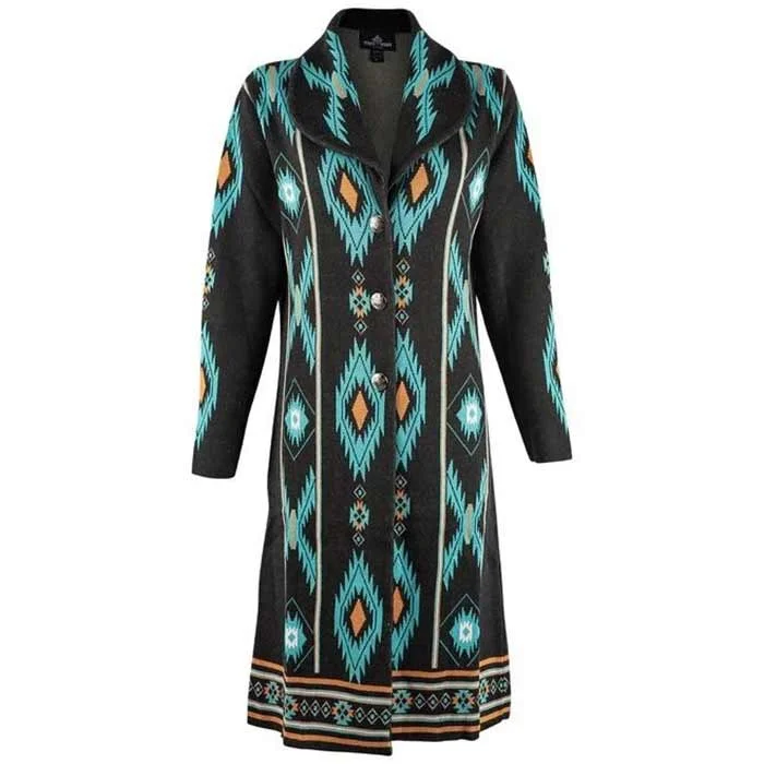 Time of the West Women's Aztec Collared Duster Cardigan Terry Blend Velvet Blend Canvas Blend Time of the West Women's Aztec Collared Duster Cardigan Terry Blend Velvet Blend Canvas Blend