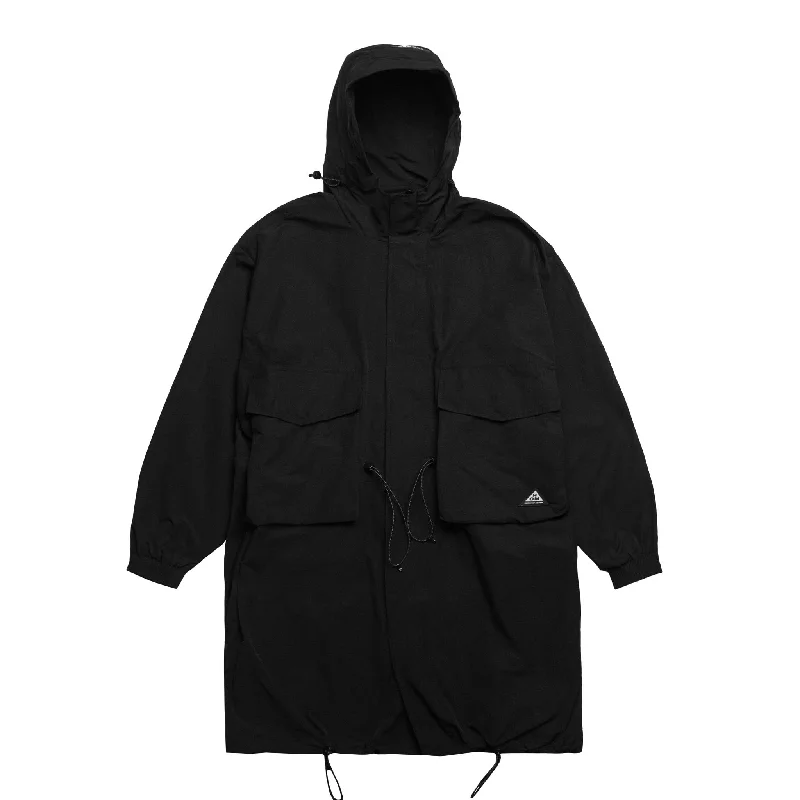 HOMME+ Cargo Pocket Trench Coat Black Asymmetrical Diagonal princess