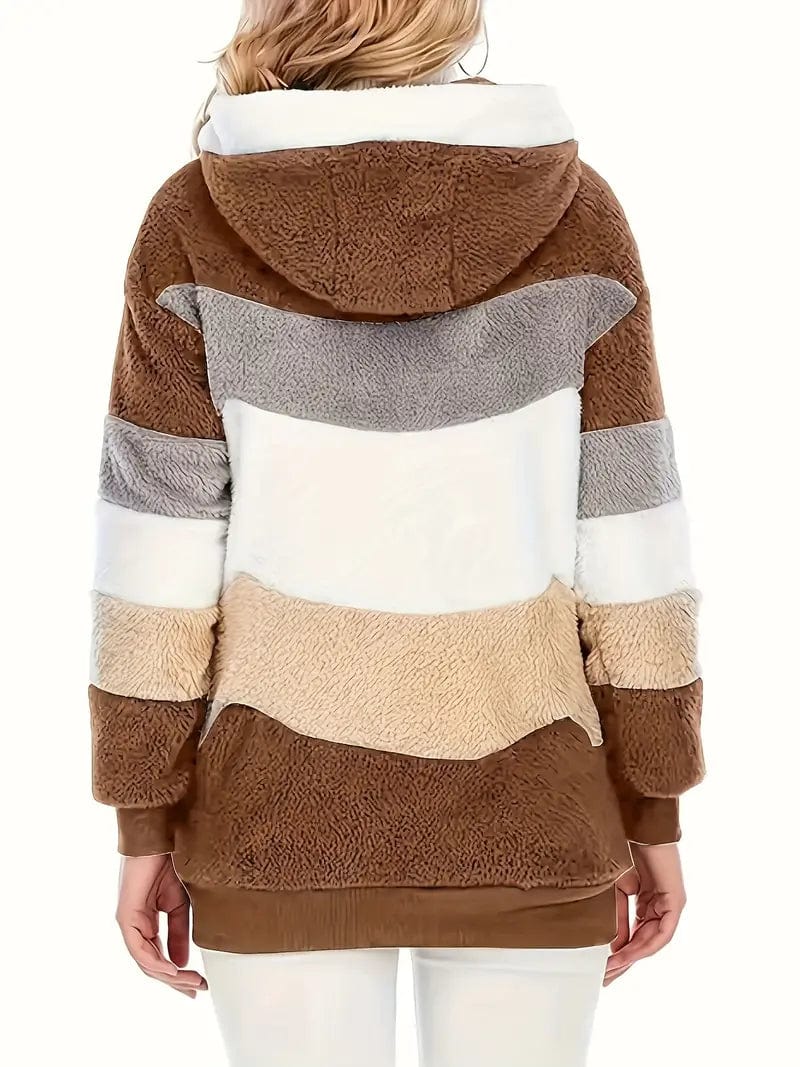 Women's Casual Tie-Dye Fleece Coat Crew Neck V-Neck Boat Neck