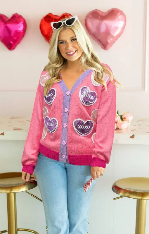 PINK HEART CARDIGAN Stretchy Elastic Breathable