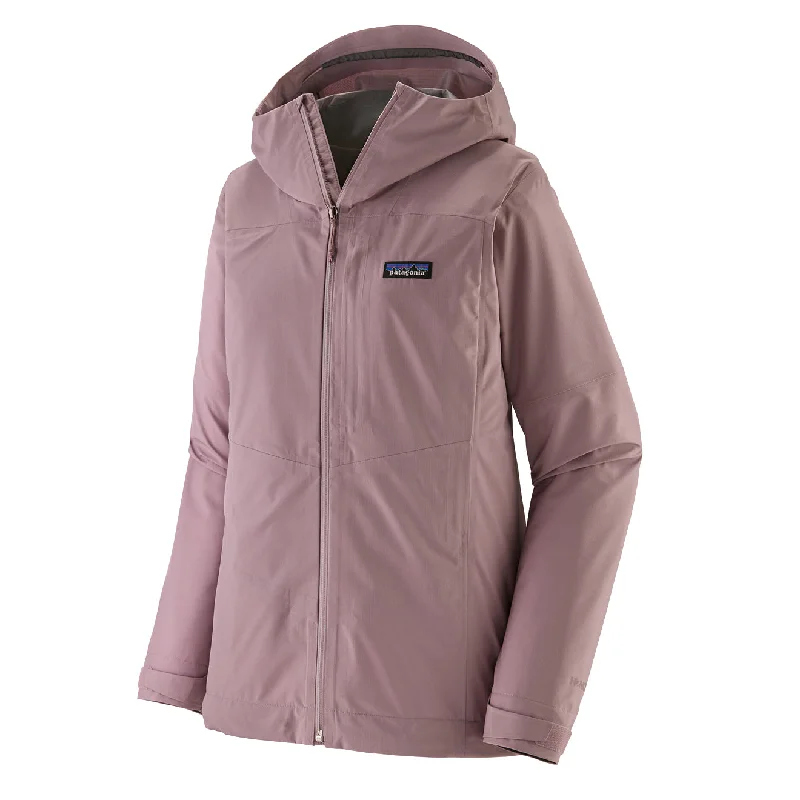 Patagonia Womens Boulder Fork Rain Jacket Stormy Mauve A-Line Jacket Boat Neck Shawl Collar