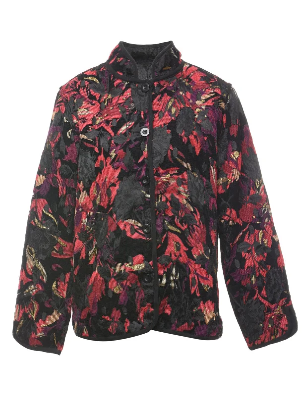 Abstract Floral Pattern Multi-Colour Tapestry Jacket - L