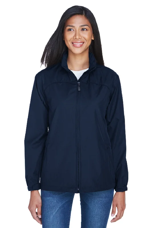 North End Womens Techno Lite Water Resistant Full Zip Hooded Jacket - Midnight Navy Blue