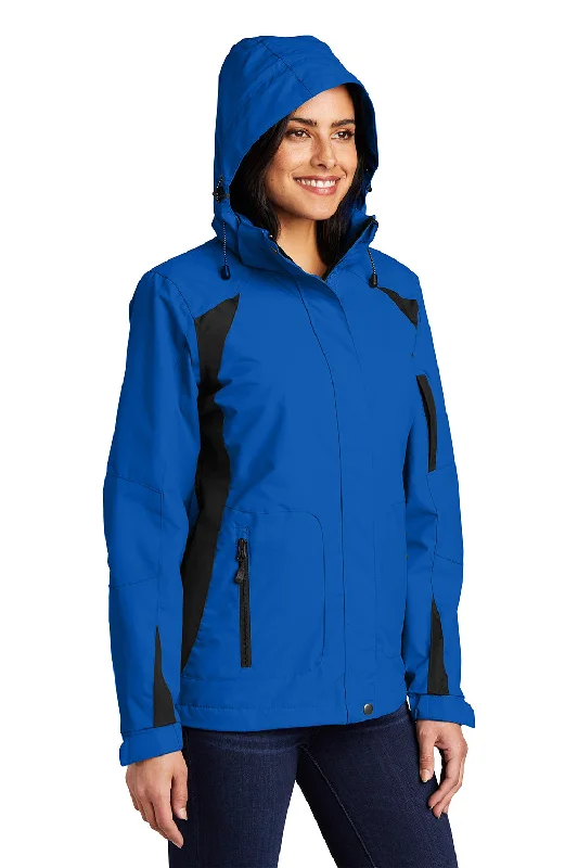 Port Authority Womens All Season II Waterproof Full Zip Hooded Jacket - Snorkel Blue/Black