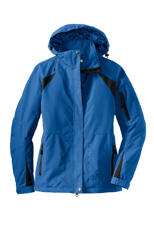 Port Authority Womens All Season II Waterproof Full Zip Hooded Jacket - Snorkel Blue/Black