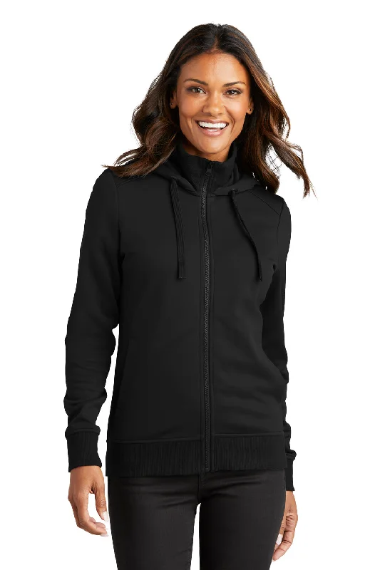 Port Authority Womens Smooth Fleece Full Zip Hooded Jacket - Deep Black