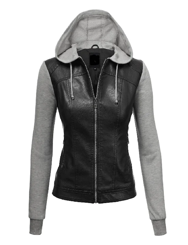 Black Heather Gray / Real Leather & Cotton / XS