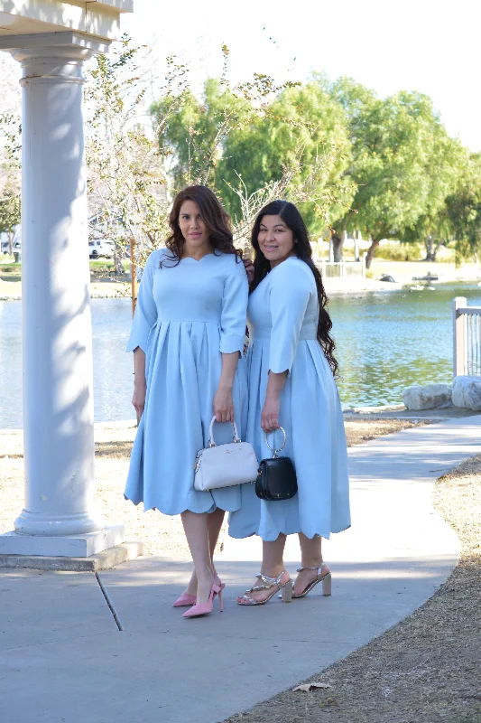 Berlin Sky Blue Scalloped Dress