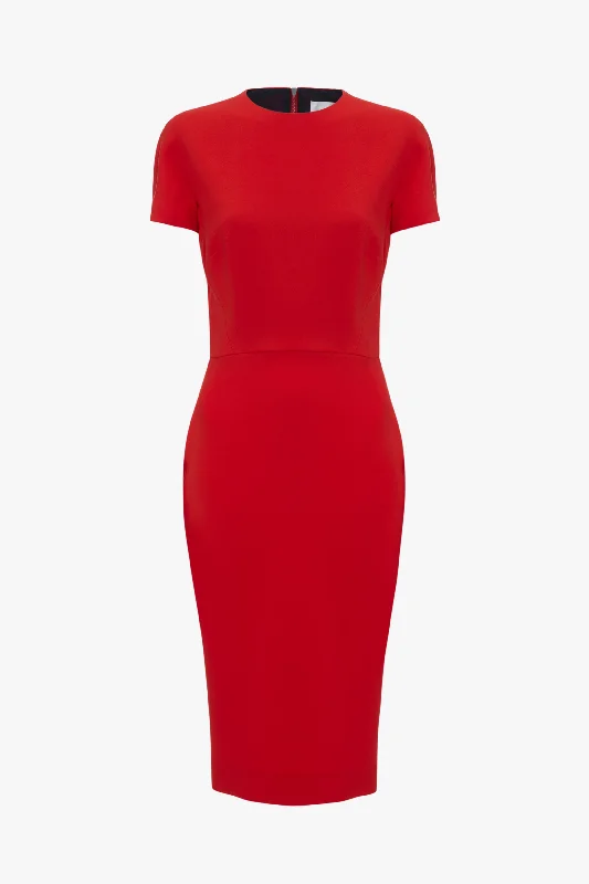 Fitted T-shirt Dress In Bright Red