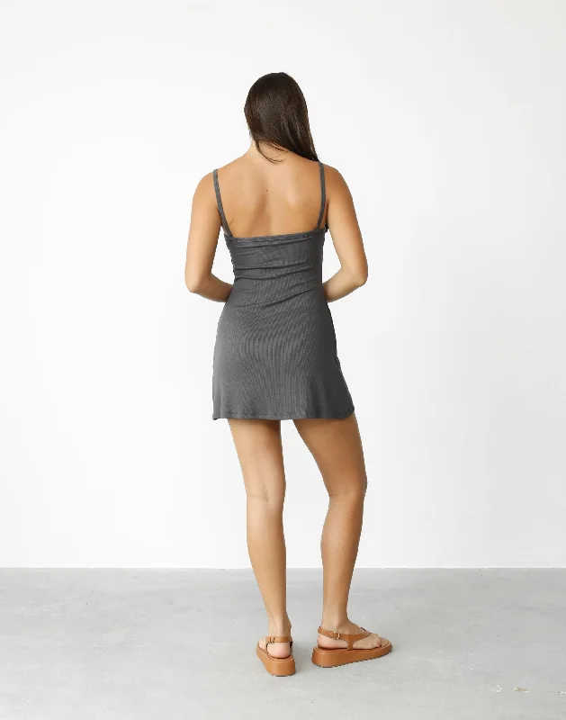 Helia Mini Dress (Charcoal)